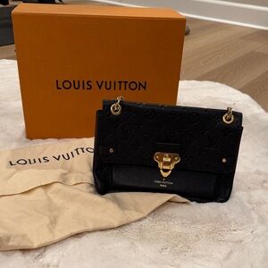 Authentic Louis Vuitton Black Vavin PM Shoulder/Crossbody Bag with Gold Accents